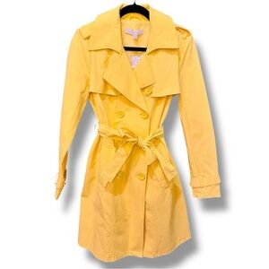 NWT Women’s NY&Co Yellow Trench Coat with Waist Tie. Size Small
